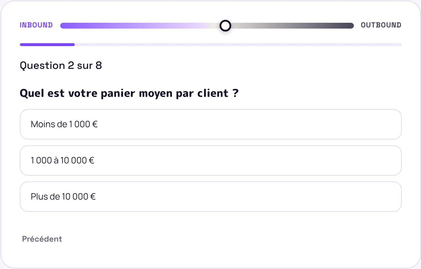 Capture d'écran du simulateur inbound / outbound de Cely, question 2 sur 8